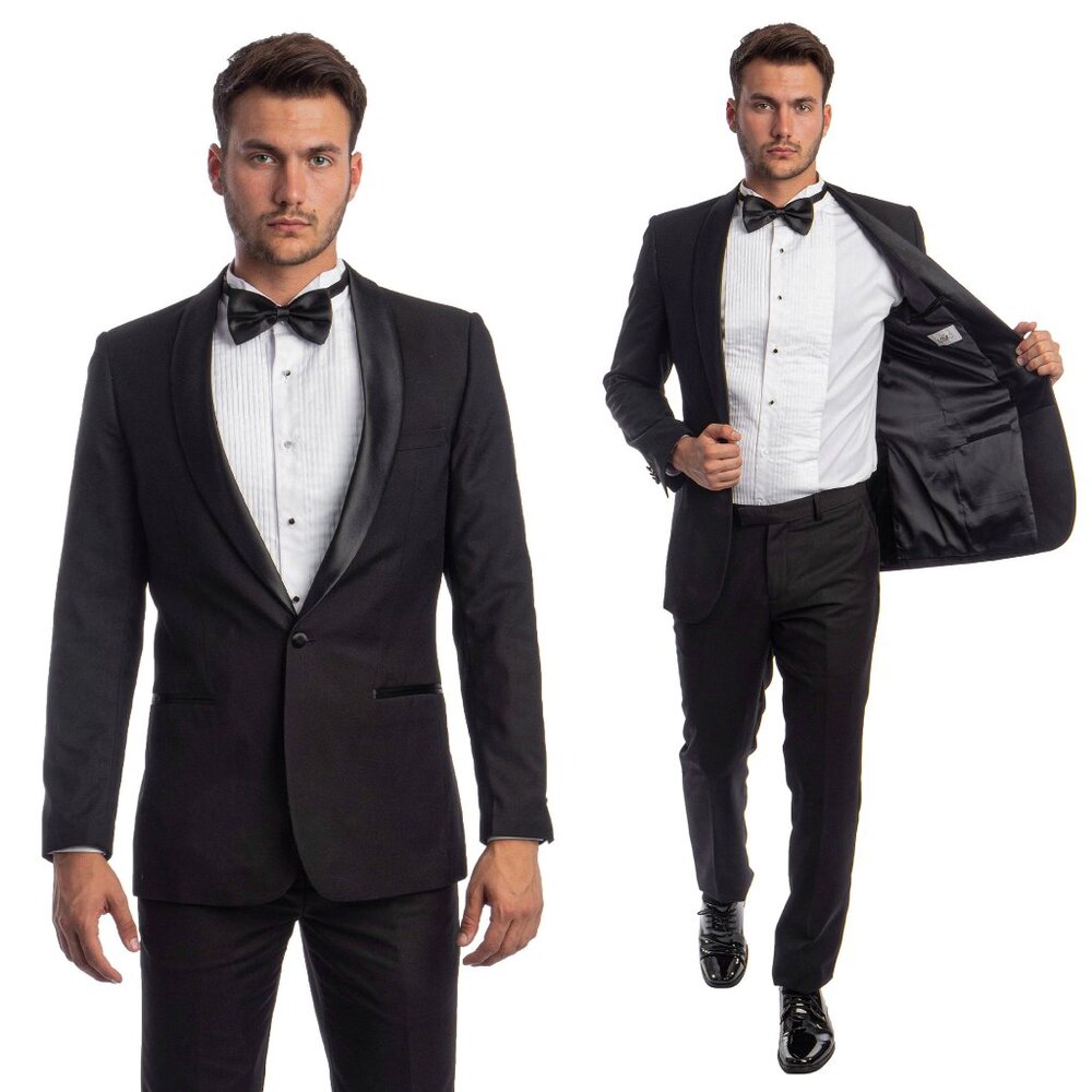 Mens Black Tuxedo 2-PC Slim Fit, By Azzuro